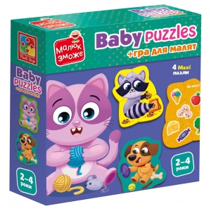 Пазли картонні (до 2 років) Vladi Toys Хатні улюбленці (VT1722-25)