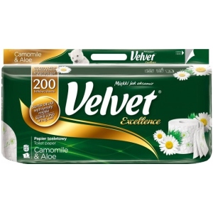 Туалетний папір Velvet Excellence Ромашка и алоэ 3 слоя 8 рулонов 200 отрывов (5901478995476) продаж