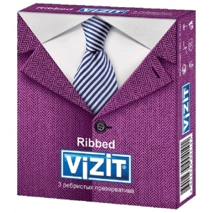Презервативи VIZIT Ribbed з кільцями №3/12/120 (4601834004101) ціна