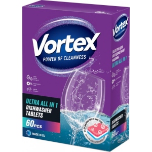 Таблетка для посудомийної машини Vortex «all in 1» без фосфатів 60шт