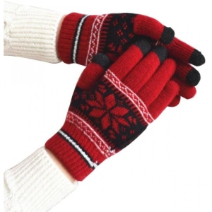 Рукавички для сенсорних екранів XOKO Ornament Black/Red (XK-TouchGloves-BR)
