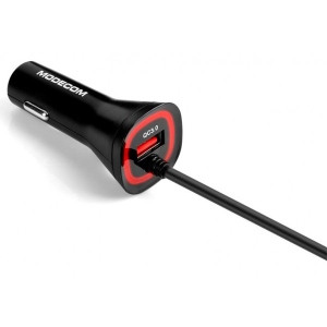 Автомобільний зарядний пристрій Modecom 1xUSB 3A QC3.0+ кабель Type-C Royal Black (ZT-MC-KULC-02)