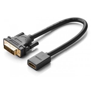 Перехідник DVI - HDMI UGREEN DVI Male to HDMI Female Adapter Cable 22cm Black (20118)