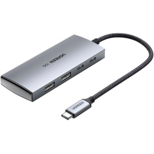 Хаб USB UGREEN CM480 USB-C to 2xUSB 3.2+2xUSB-C Adapter 10G Space Gray (30758)