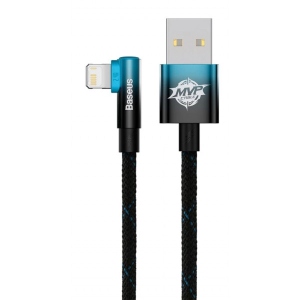 Кабель синхронізації даних Baseus MVP 2 Elbow-shaped USB to Lightning 2.4A 1m Black+Blue (CAVP000021)