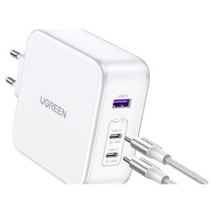 Мережевий зарядний пристрій UGREEN CD289 GaN 140W with Cable White (15339)