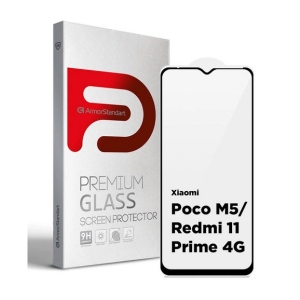 Захисне скло для смартфону Armorstandart Full Glue Curved for Xiaomi Poco M5/Redmi 11 Prime 4G Black (ARM62957)