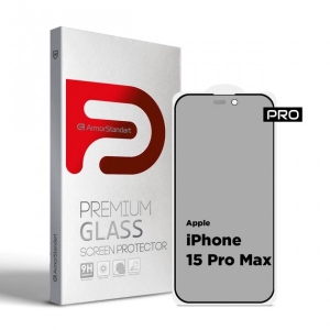 Захисне скло для смартфону Armorstandart Pro Anti-spy Matte for Apple iPhone 15 Pro Max Black (ARM73172)