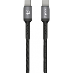 Кабель синхронізації даних T-phox Apace T-CC833 Type-C - Type-C 3A (60W) - 1m Black\Gray