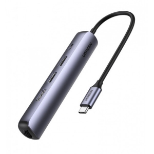 Уцінка - Док-станція UGREEN CM418 USB3.0 Type-C-HDMI/USB 3.0x2//RJ45/PD Gray (10919)