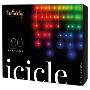 Гірлянда-штора Twinkly Smart LED Icicle RGB 190, BT + WiFi, Gen II, IP44, прозорий (TWI190STP-TEU) в Україні