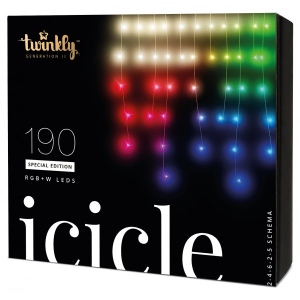 Гірлянда-штора Twinkly Smart LED Icicle RGBW 190, BT + WiFi, Gen II, IP44, прозорий (TWI190SPP-TEU)