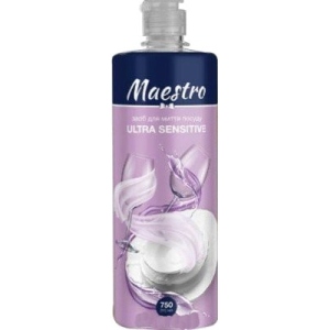 Засіб для ручного миття посуду Maestro Ultra sensitive (Ультра сенсітів) 750  мл (4820195506301) Київ