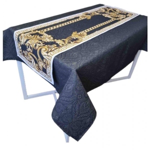 Скатертина прямокутна Прованс гобелен Baroque Black 136х240 см (025787)