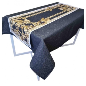 Скатертина прямокутна Прованс гобелен Baroque Black 136х300 см (025788)