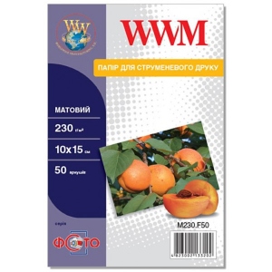 Фотопапір 10х15 WWM Photo Matter 230 г/м2 10х15см 50 л. (M230.F50) в Україні