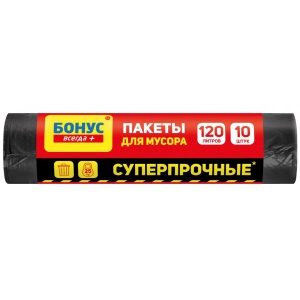 Пакет для сміття Бонус п/е 70*100 чорний ЛД 120л/10шт продаж