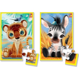 Пазли м'які (до 2 років) Vladi Toys А5 "Зебрік і левеня" (укр) (VT1103-42)