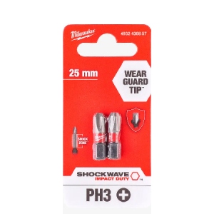 Біта для викрутки Milwaukee Shockwave PH3 25 мм 2 шт. (4932430857)