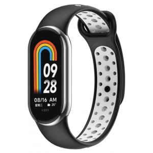 Ремінець для фітнес-браслету BeCover Vents Style for Xiaomi Mi Smart Band 8 Black-White (709417)