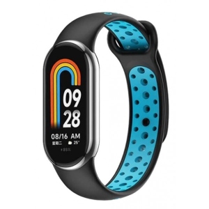 Ремінець для фітнес-браслету BeCover Vents Style for Xiaomi Mi Smart Band 8 Black-Blue (709414)