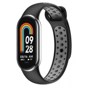 Ремінець для фітнес-браслету BeCover Vents Style for Xiaomi Mi Smart Band 8 Black-Gray (709415)