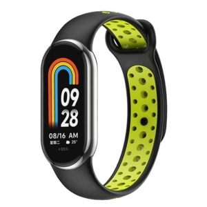 Ремінець для фітнес-браслету BeCover Vents Style for Xiaomi Mi Smart Band 8 Black-Green (709416)