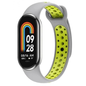 Ремінець для фітнес-браслету BeCover Vents Style for Xiaomi Mi Smart Band 8 Gray-Green (709418)