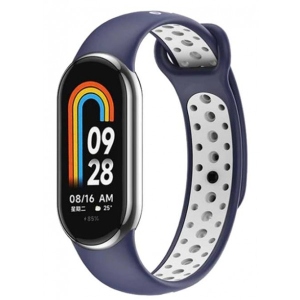 Ремінець для фітнес-браслету BeCover Vents Style for Xiaomi Mi Smart Band 8 Blue-White (709419)