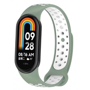 Ремінець для фітнес-браслету BeCover Vents Style for Xiaomi Mi Smart Band 8 Pine Green-White (709420)