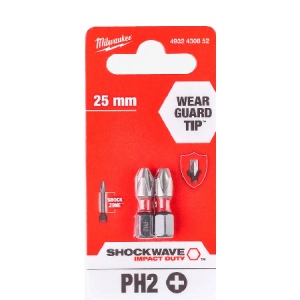 Біта для викрутки Milwaukee Shockwave PH2 25 мм 2 шт. (4932430852)