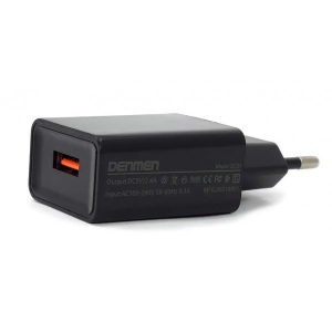 Мережевий зарядний пристрій Denmen DC01 2.4A 1USB Black (DM-DC01-BK)