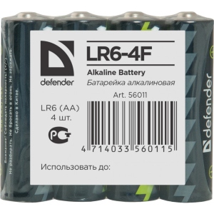 Батарейка тип AA Defender LR6 Alkaline 4 шт. (56011_6)