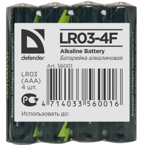 Батарейка тип AAA Defender LR3 Alkaline 4 шт. (56001_6)