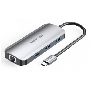 Хаб USB Vention USB3.1 Type-C - HDMI/USB 3.0x3/RJ45/PD 100W Hub 6-in-1 (TOHHB)