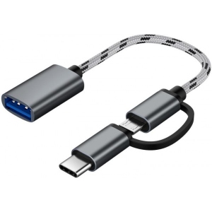 Перехідник XOKO AC-150 2 в 1 USB 3.0 - MicroUSB & USB Type-C Space Grey (AC-150-SPGR)