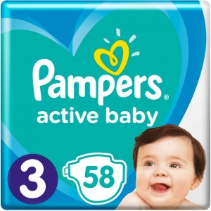 Одноразові підгузки Pampers Active Baby Розмір 3 (6-10 кг), 58 шт. (81680820)