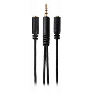 Кабель 3.5 мм -3.5 мм Hator 0.2м x2х3.5мм female to 3.5mm male Black (ACC-214)