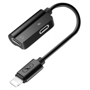 Перехідник аудіо SkyDolphin AU01 Lightning - 2хLightning (M/F) Black (ADPT-00026)