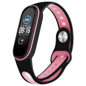 Ремінець для фітнес-браслету BeCover Sport Style for Xiaomi Mi Smart Band 5 Black-Pink (705167)
