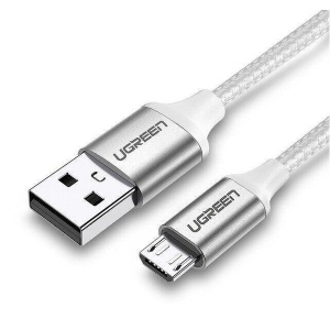 Кабель синхронізації даних UGREEN US290 USB - Micro USB Cable Aluminum Braid 1m White (60151)