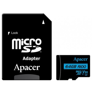 Карта пам'яті Apacer microSDXC 64GB UHS-I U3 V30 +ad (AP64GMCSX10U7-R)