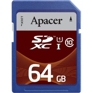 Карта пам'яті Apacer SDXC 64GB UHS-I  Class 10 (AP64GSDXC10U1-R)