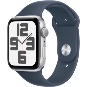 Смарт-годинник Apple Watch SE GPS 44mm Silver Aluminium Case with Storm Blue Sport Band - S/M