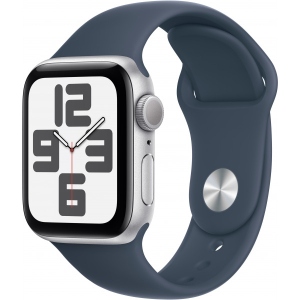 Смарт-годинник Apple Watch SE GPS 40mm Silver Aluminium Case with Storm Blue Sport Band - M/L