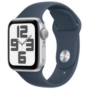 Смарт-годинник Apple Watch SE GPS 40mm Silver Aluminium Case with Storm Blue Sport Band - S/M