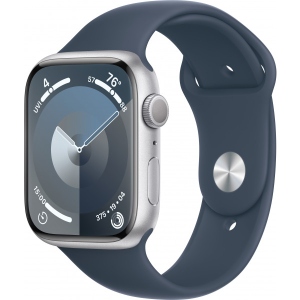 Смарт-годинник Apple Watch Series 9 GPS 45mm Silver Aluminium Case with Storm Blue Sport Band - М/L