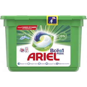 Капсули для прання Ariel Pods Все-в-1 Гірський Джерело 15 шт