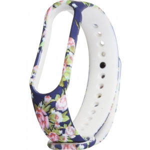 Ремінець для фітнес-браслету Armorstandart Xiaomi Mi Band 5 Blue with flowers (ARM57015)