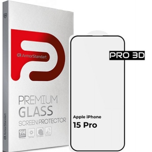 Захисне скло для смартфону Armorstandart Pro 3D for Apple iPhone 15 Pro Black (ARM68219)